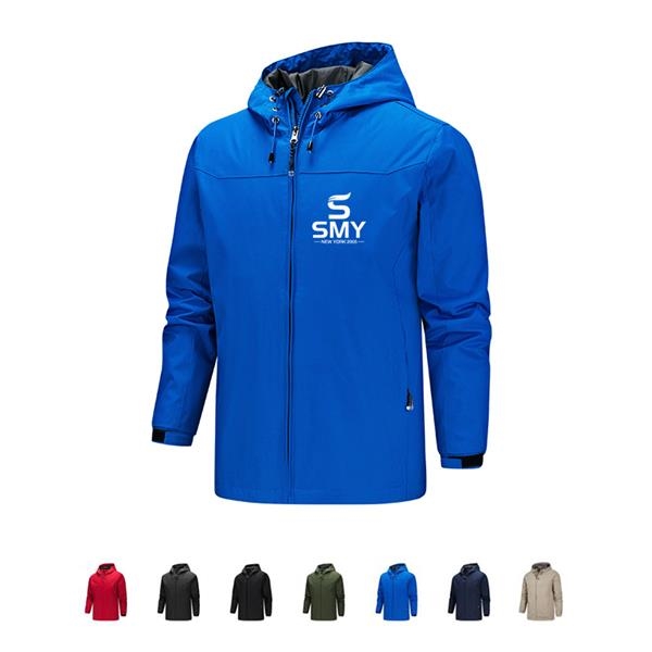 Hooded windbreaker jacket promotional product